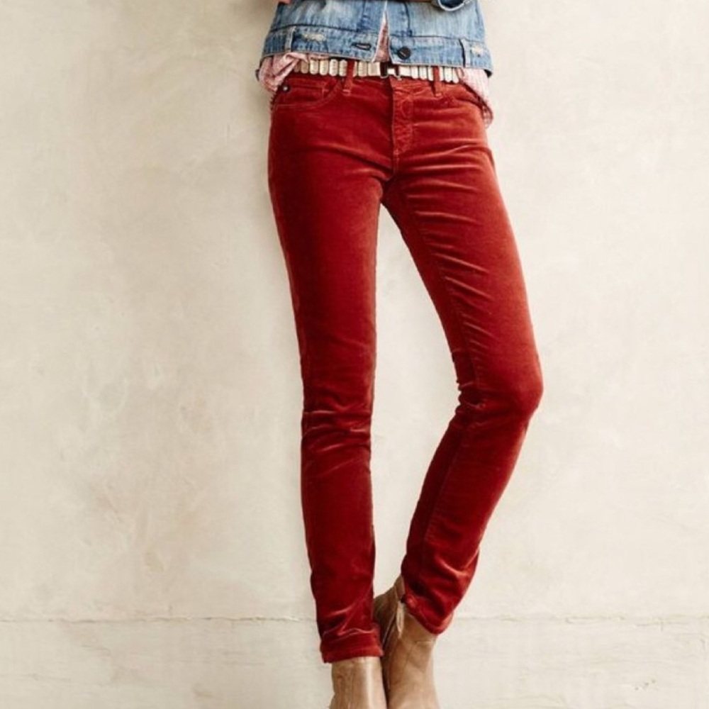 AG Adriano Red Corduroy Slim Straight Pants Size 26R